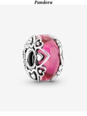 pandora Reveal Your Love Pink Murano Glass Charm